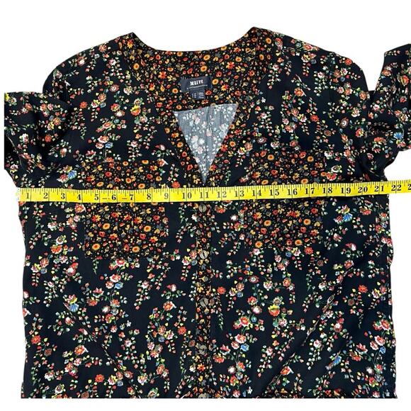 Anthropologie Maeve Marlie Button Up Tunic Dress Black Mixed Floral Print - Picture 13 of 13